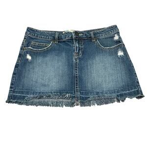 Vintage Celebrity Pink Frayed Denim Mini Skirt – Size 7